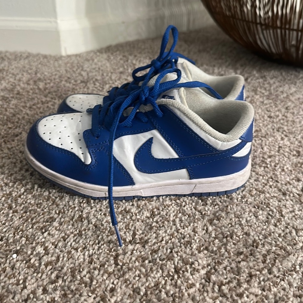 Nike blue and white low dunks boys